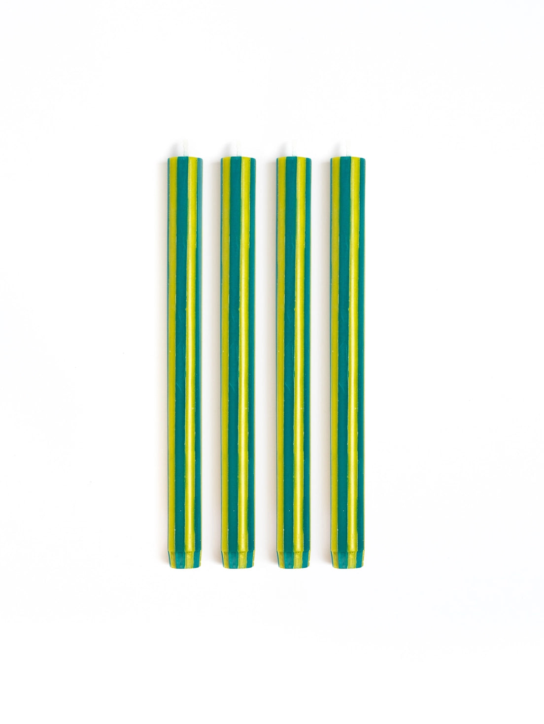 Striped Dinner Candles by Yod and Co. Candles yod and co Forest + Lime Green