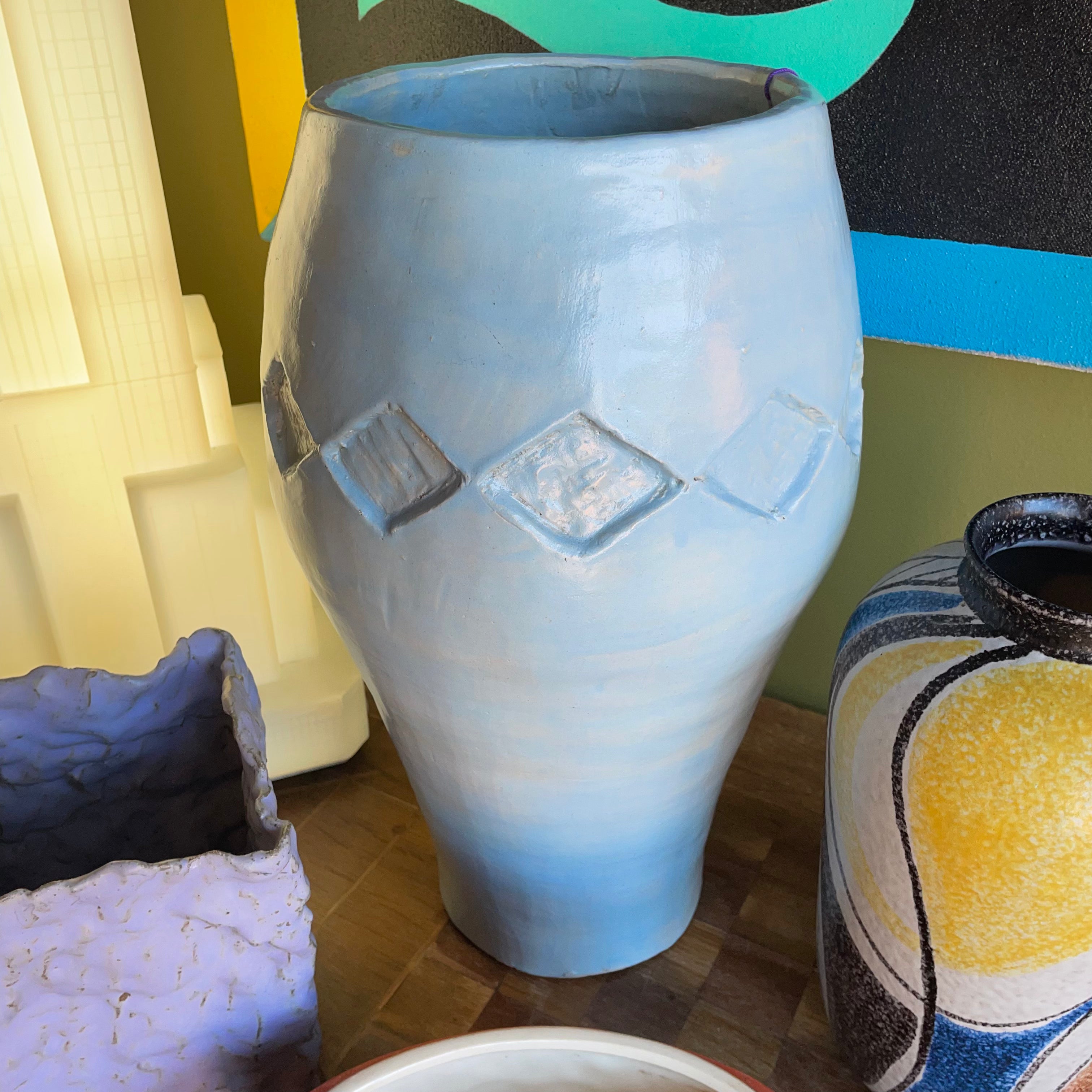 1970’s Studio Pottery Diamond Vase CANDID HOME