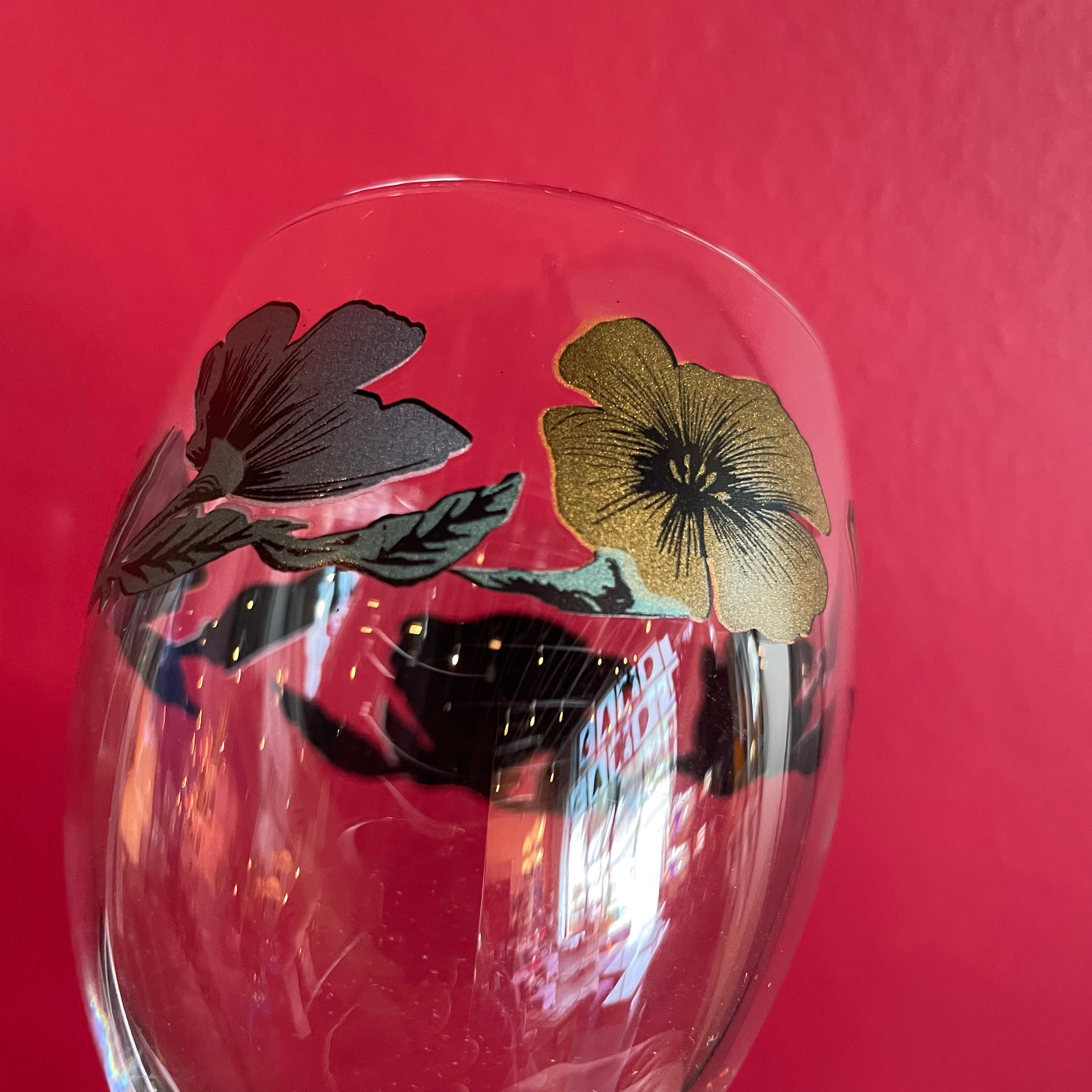 Vintage French Floral Wine Glasses by Luminarc - Set of 4 glassware CANDID HOME