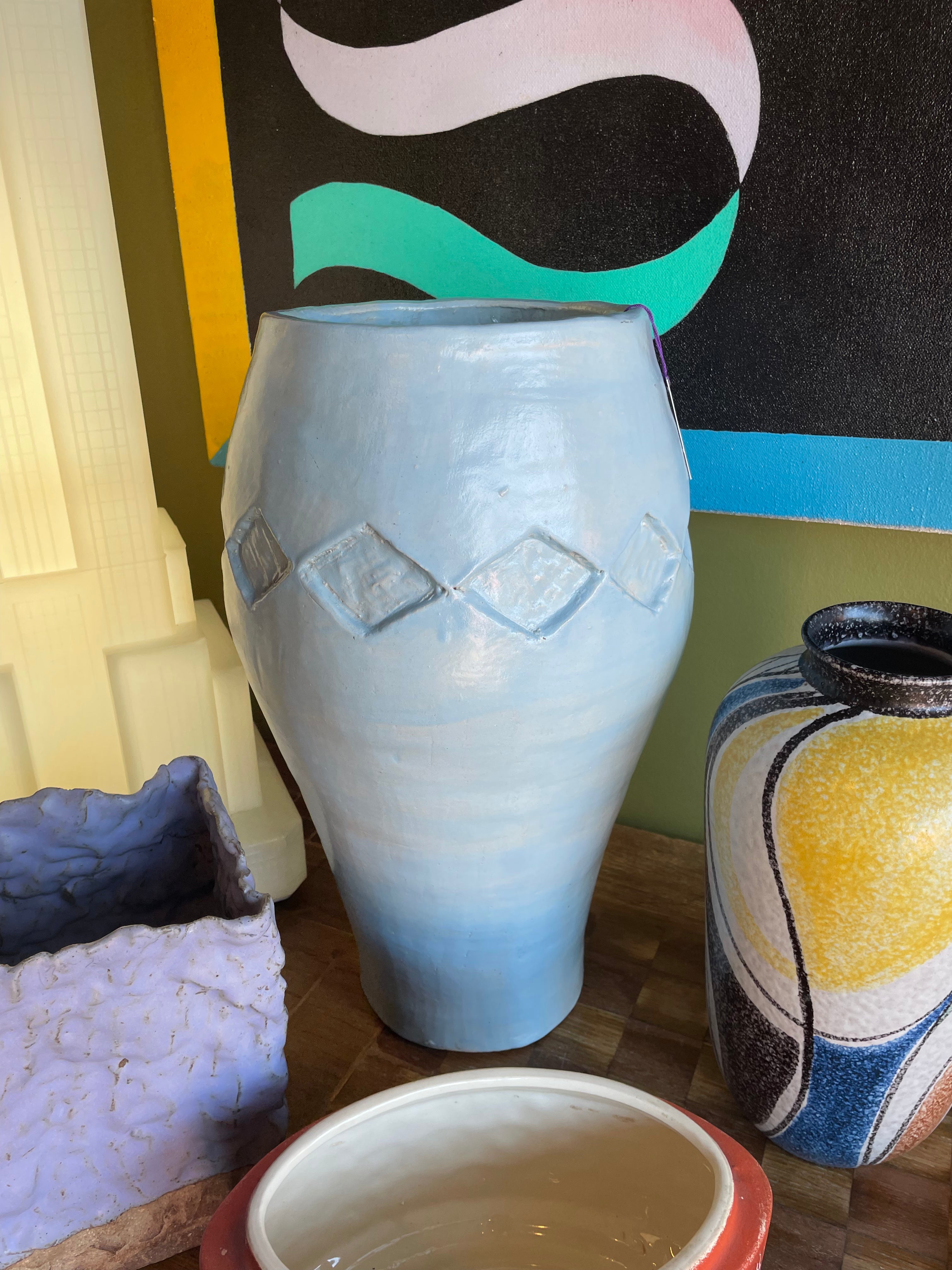1970’s Studio Pottery Diamond Vase CANDID HOME