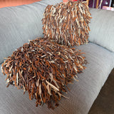 Vintage Leather Shag Pillow - 2 Available Throw Pillows CANDID HOME
