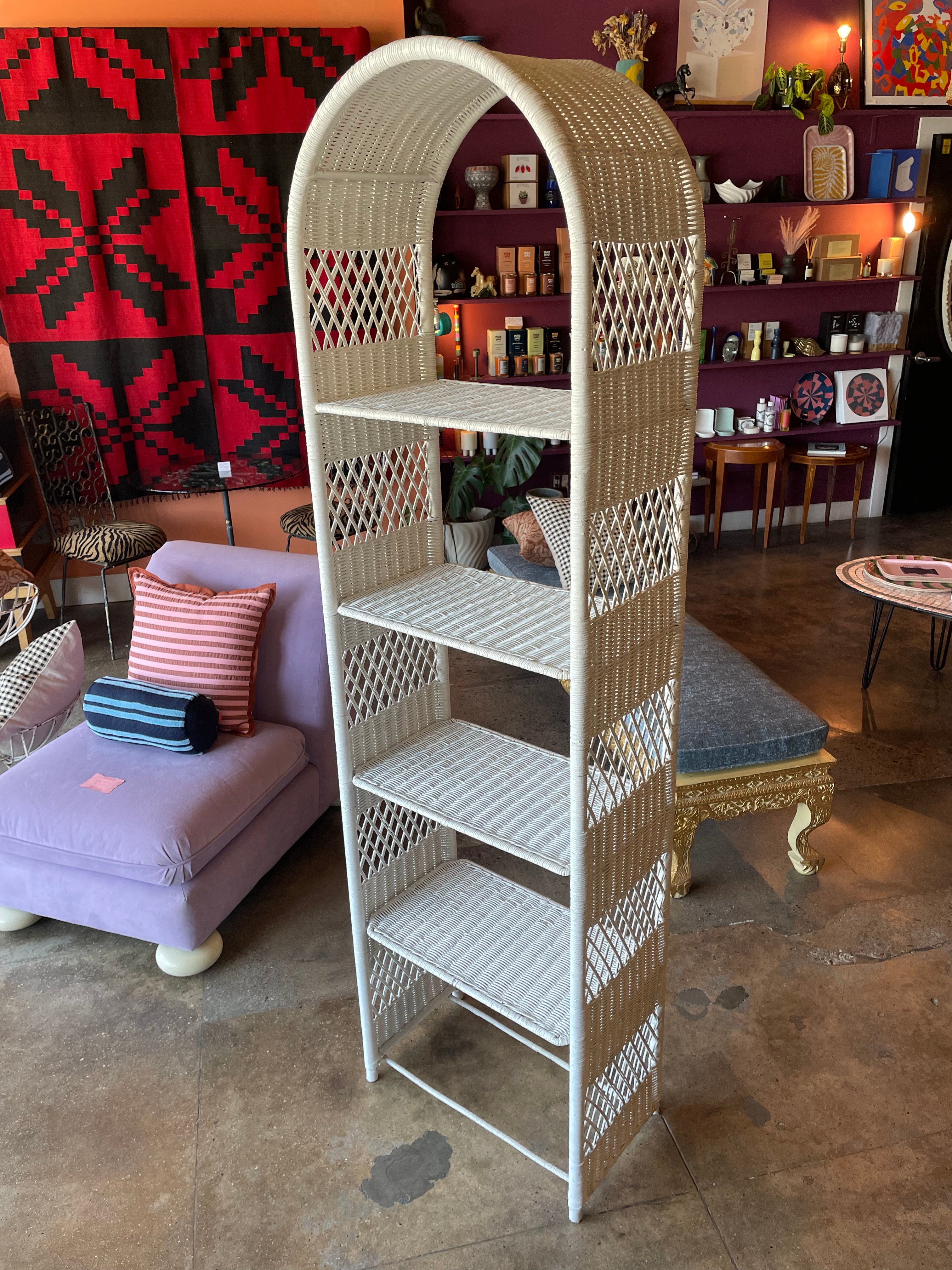 1970's Wicker Shelving Unit - 73" Tall Storage Hooks & Racks CANDID HOME