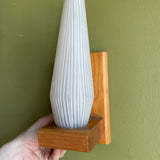 1970's Scandinavian Oak + Glass Sconces - A Pair sconce doodad