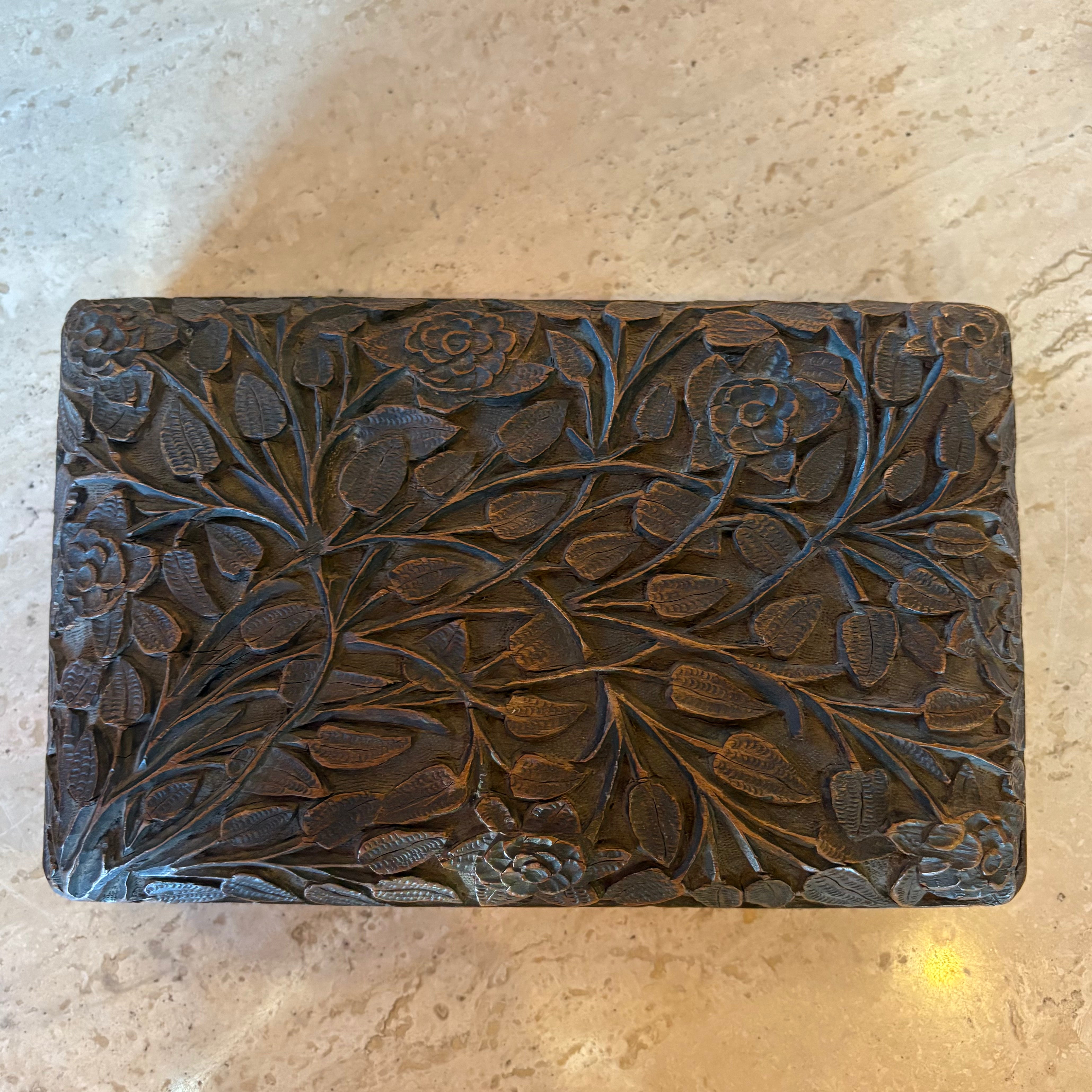 Vintage Carved Wooden Boxes jewelry box CANDID HOME