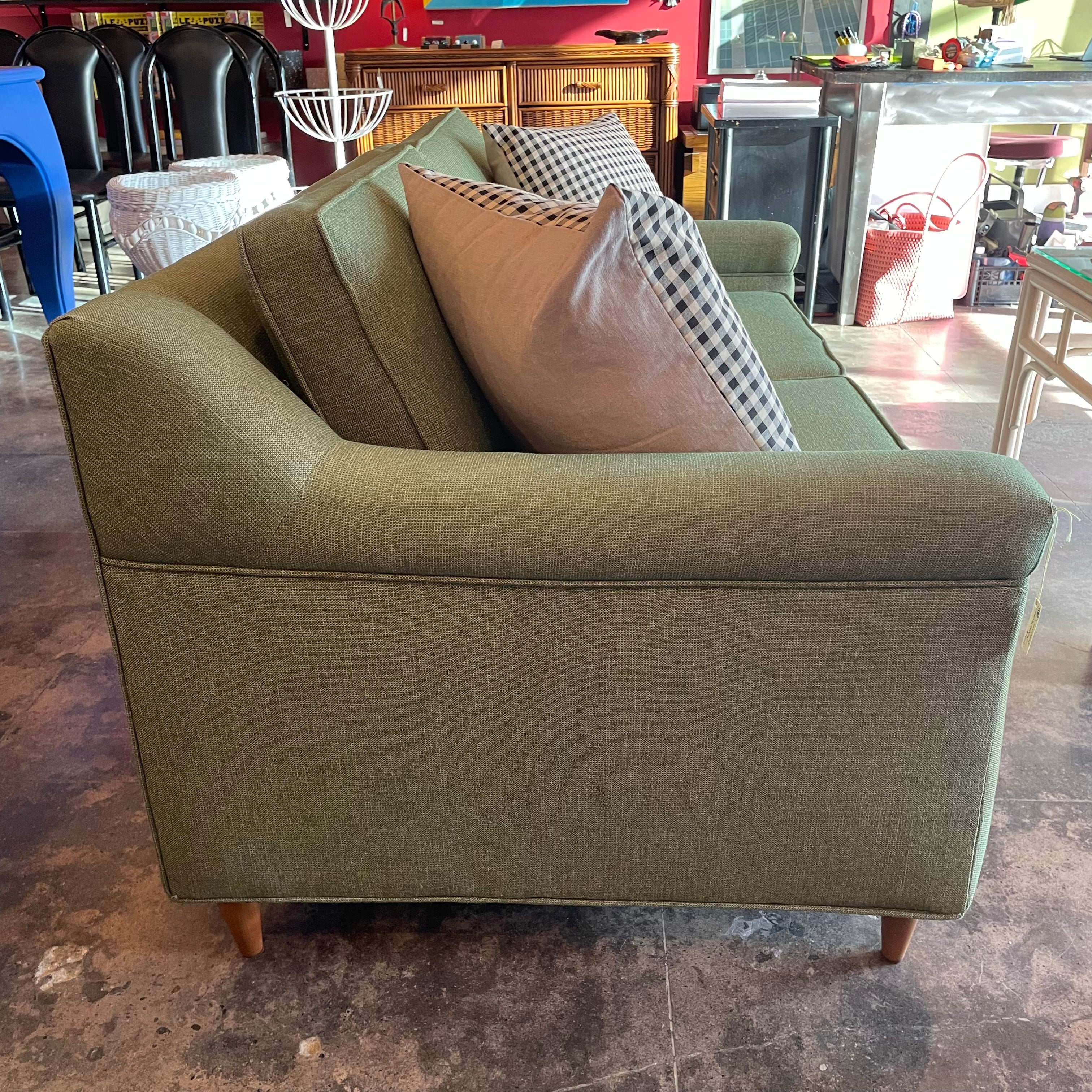 Mid-century Green Tweed Loveseat - 56" L Sofa CANDID HOME