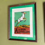 MCM Vintage Alphabet Art by C.B. Falls Artwork CANDID HOME antelope