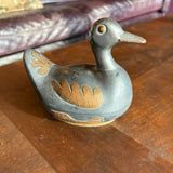 Vintage Pewter and Brass Duck Trinket Box