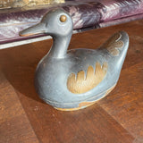 Vintage Pewter and Brass Duck Trinket Box