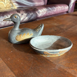 Vintage Pewter and Brass Duck Trinket Box
