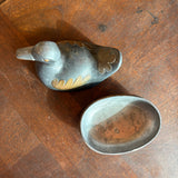 Vintage Pewter and Brass Duck Trinket Box
