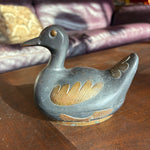 Vintage Pewter and Brass Duck Trinket Box styling object CANDID HOME