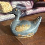 Vintage Pewter and Brass Duck Trinket Box