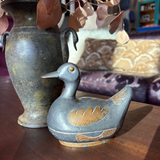 Vintage Pewter and Brass Duck Trinket Box