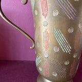 Vintage Brass Abstract Etched Vase