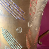 Vintage Brass Abstract Etched Vase