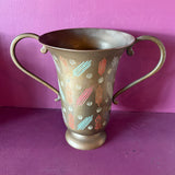 Vintage Brass Abstract Etched Vase