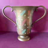 Vintage Brass Abstract Etched Vase