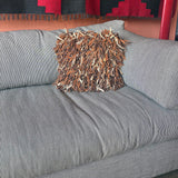 Vintage Leather Shag Pillow