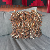 Vintage Leather Shag Pillow