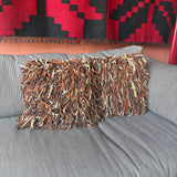 Vintage Leather Shag Pillow