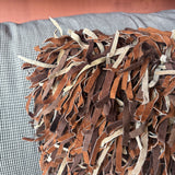 Vintage Leather Shag Pillow