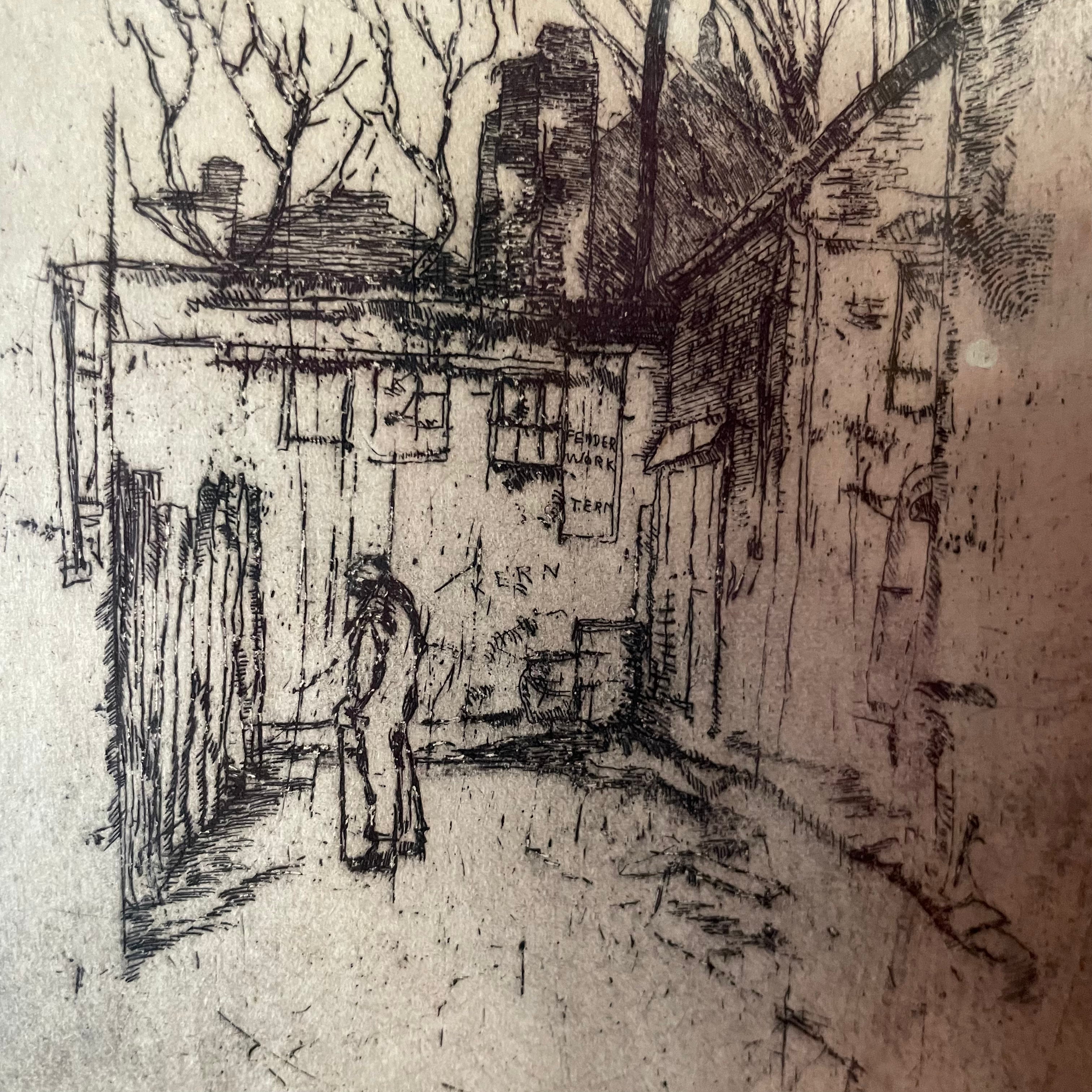 Vintage Framed Etching: "Georgetown" by Gustav Trois - 10" x 13" Artwork CANDID HOME