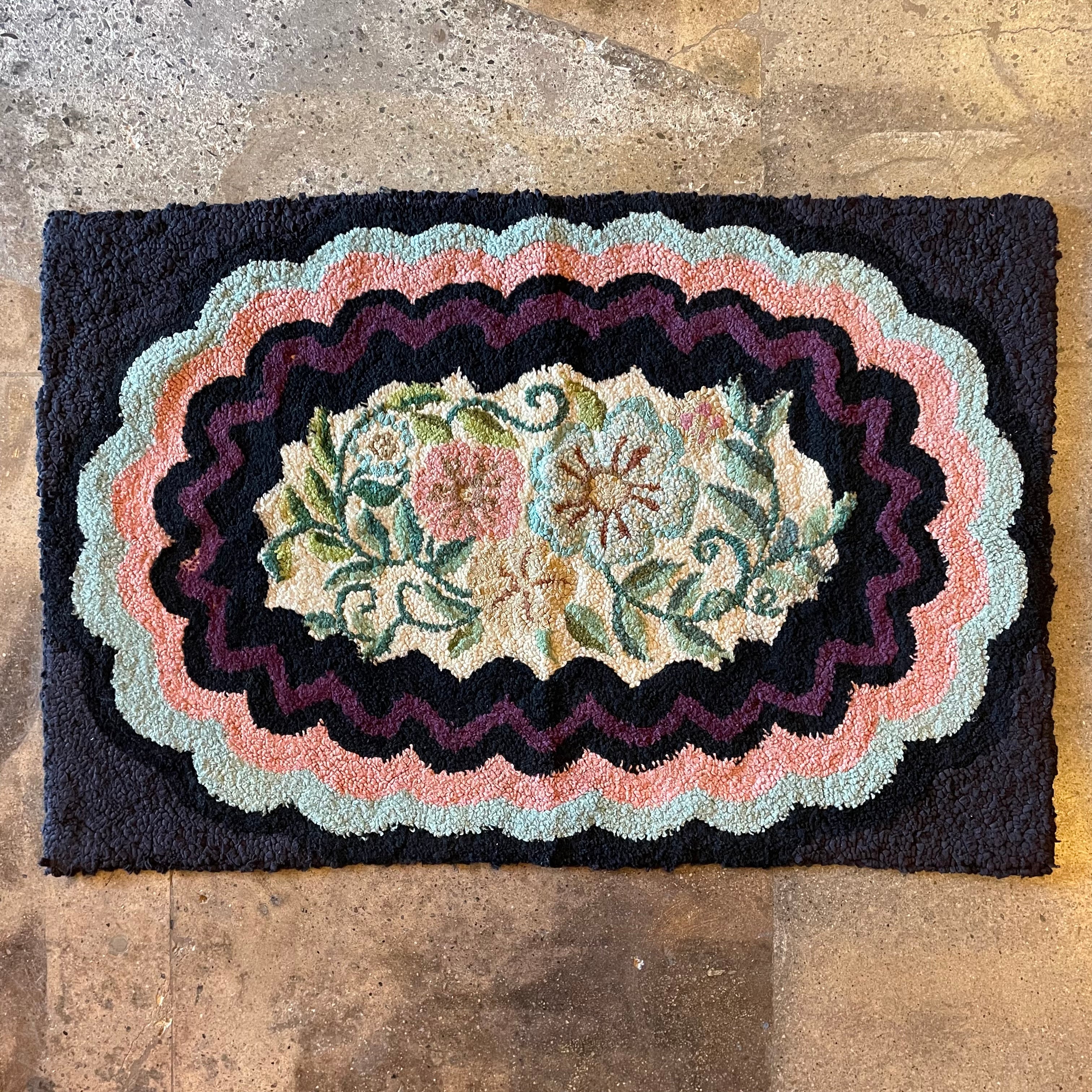 Early 1900's American Rag Rug - 23" x 35" Rugs CANDID HOME