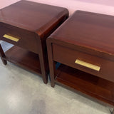 1990's Mahogany Nightstands with brass pulls - A Pair Nightstand dawn leahy