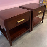 1990's Mahogany Nightstands with brass pulls - A Pair Nightstand dawn leahy