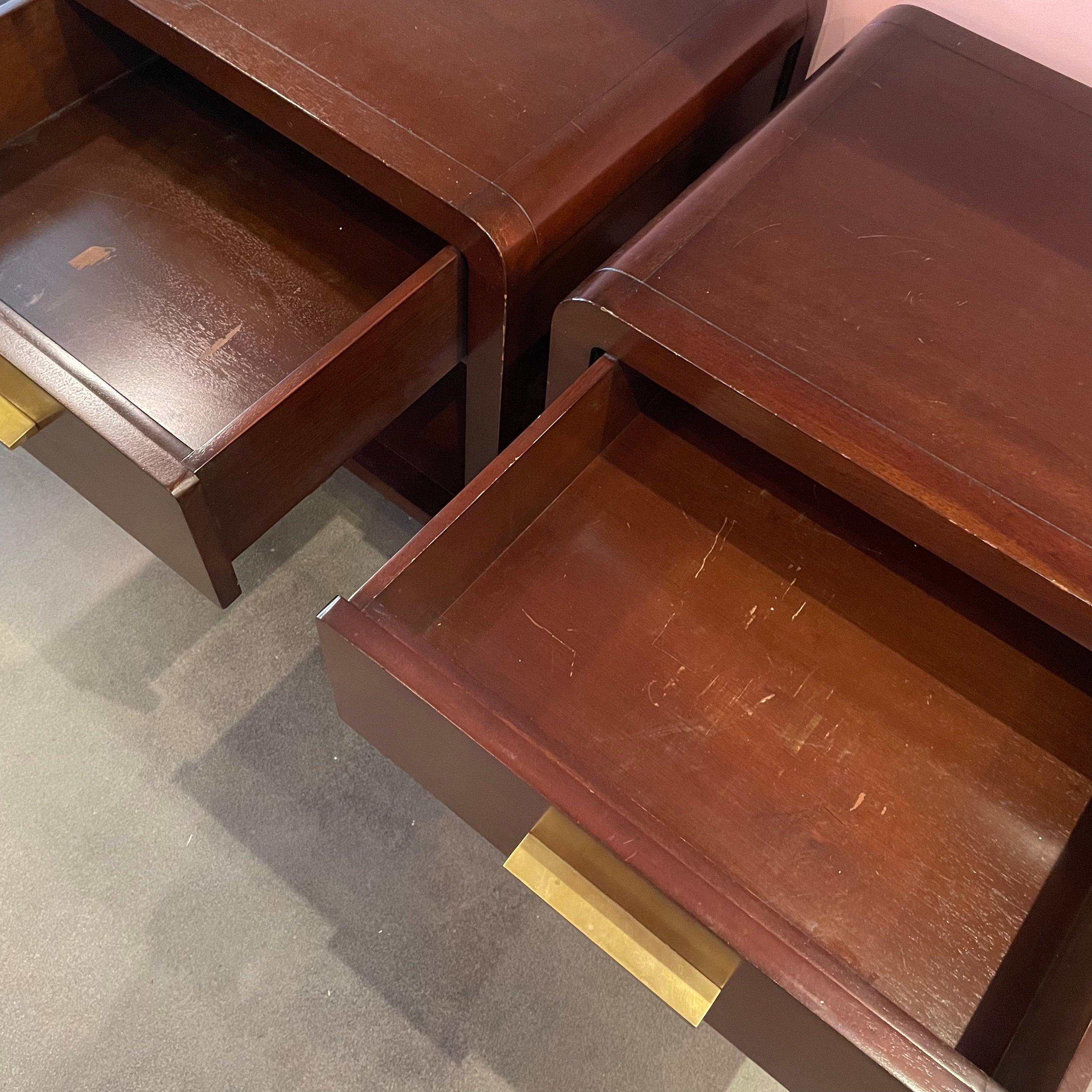 1990's Mahogany Nightstands with brass pulls - A Pair Nightstand dawn leahy