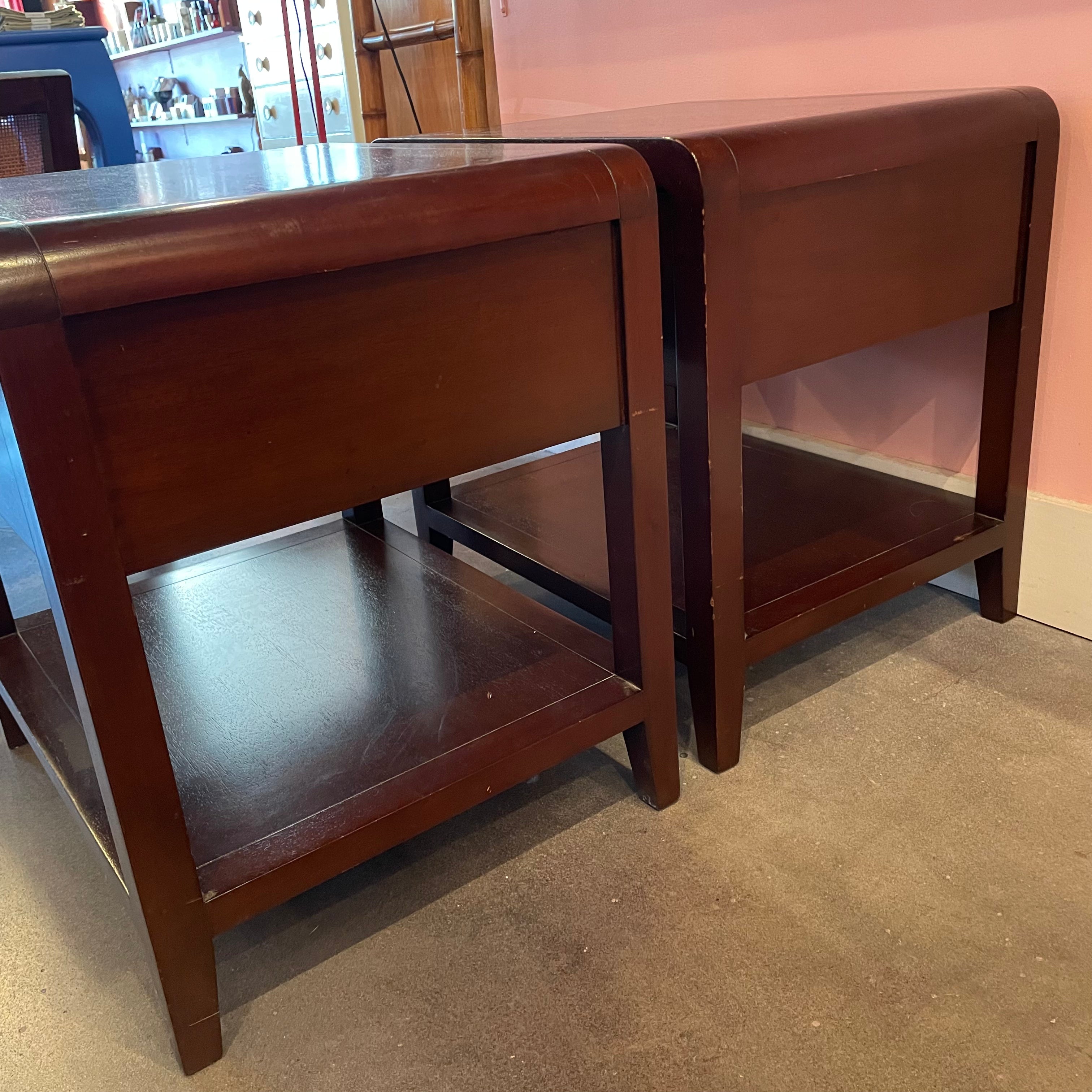 1990's Mahogany Nightstands with brass pulls - A Pair Nightstand dawn leahy
