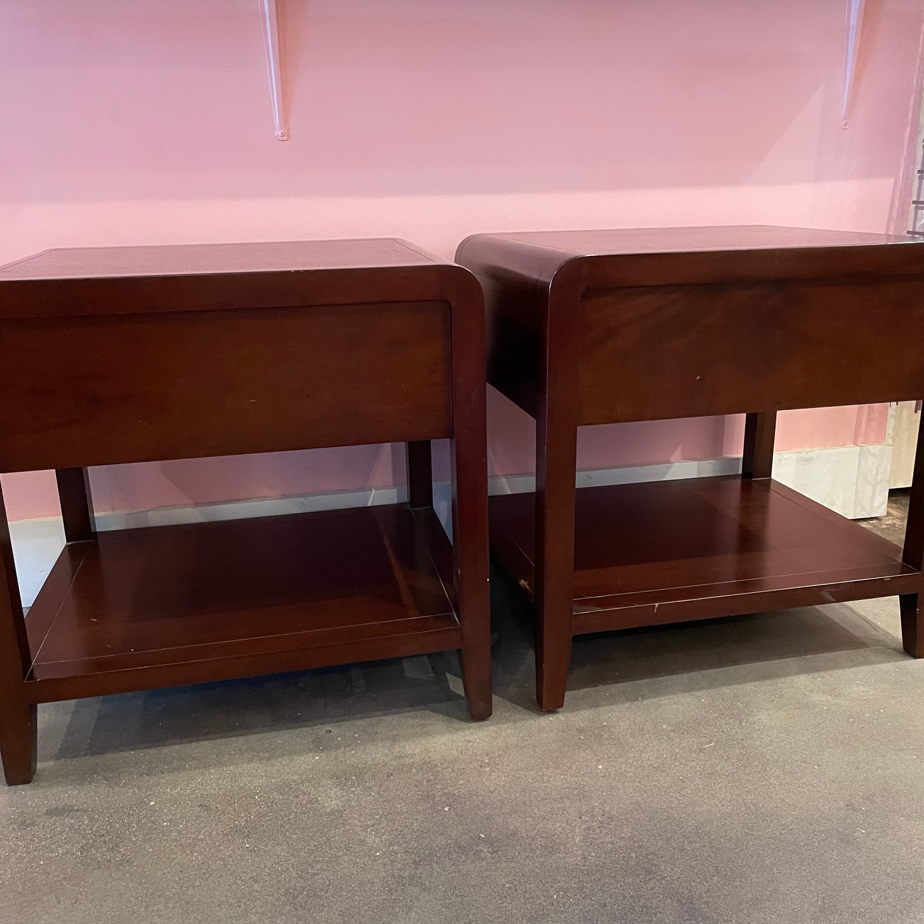 1990's Mahogany Nightstands with brass pulls - A Pair Nightstand dawn leahy