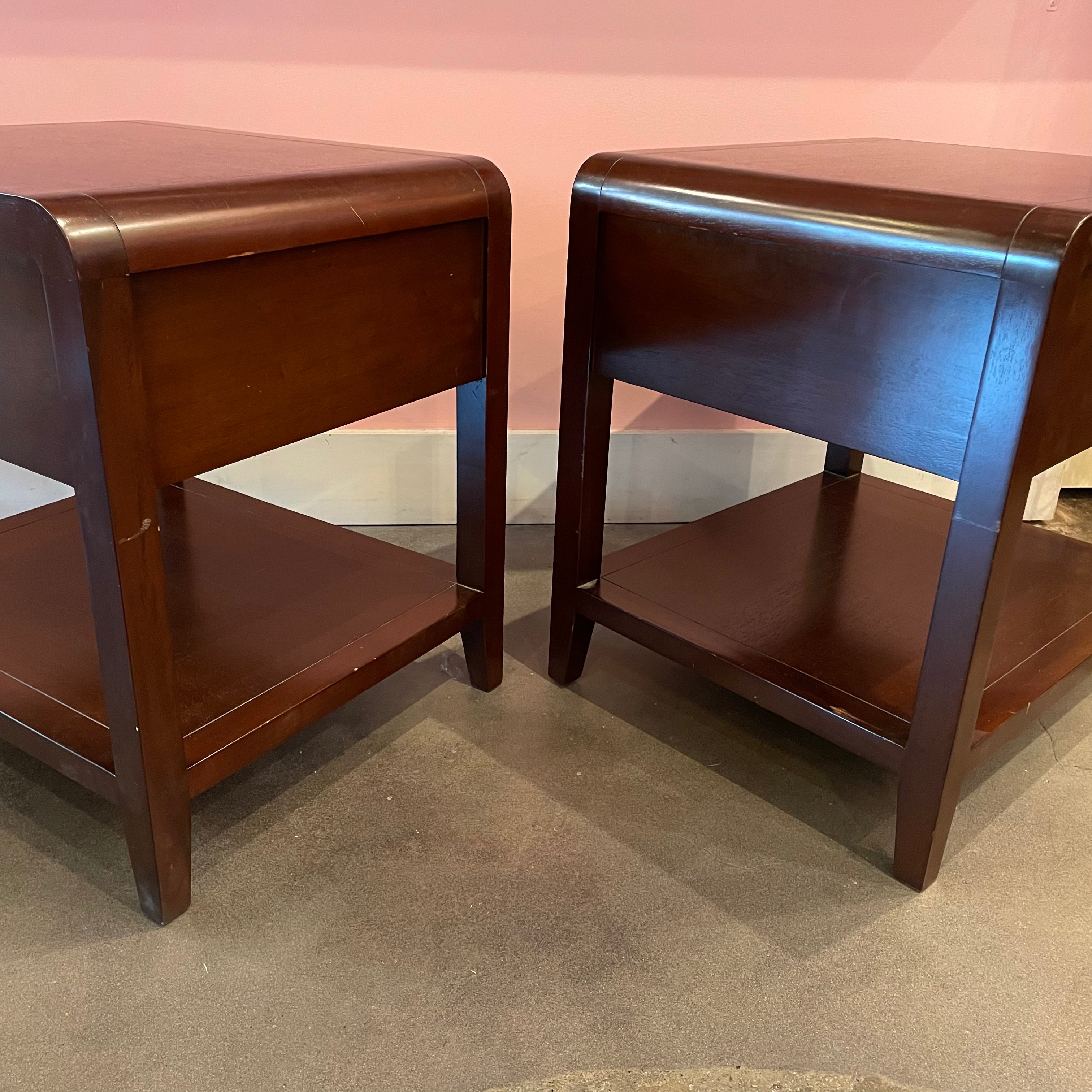 1990's Mahogany Nightstands with brass pulls - A Pair Nightstand dawn leahy