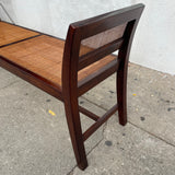 Midcentury Rattan Bench with Plaid Cushion