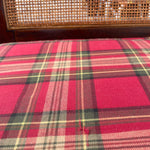 Midcentury Rattan Bench with Plaid Cushion Benches CANDID HOME