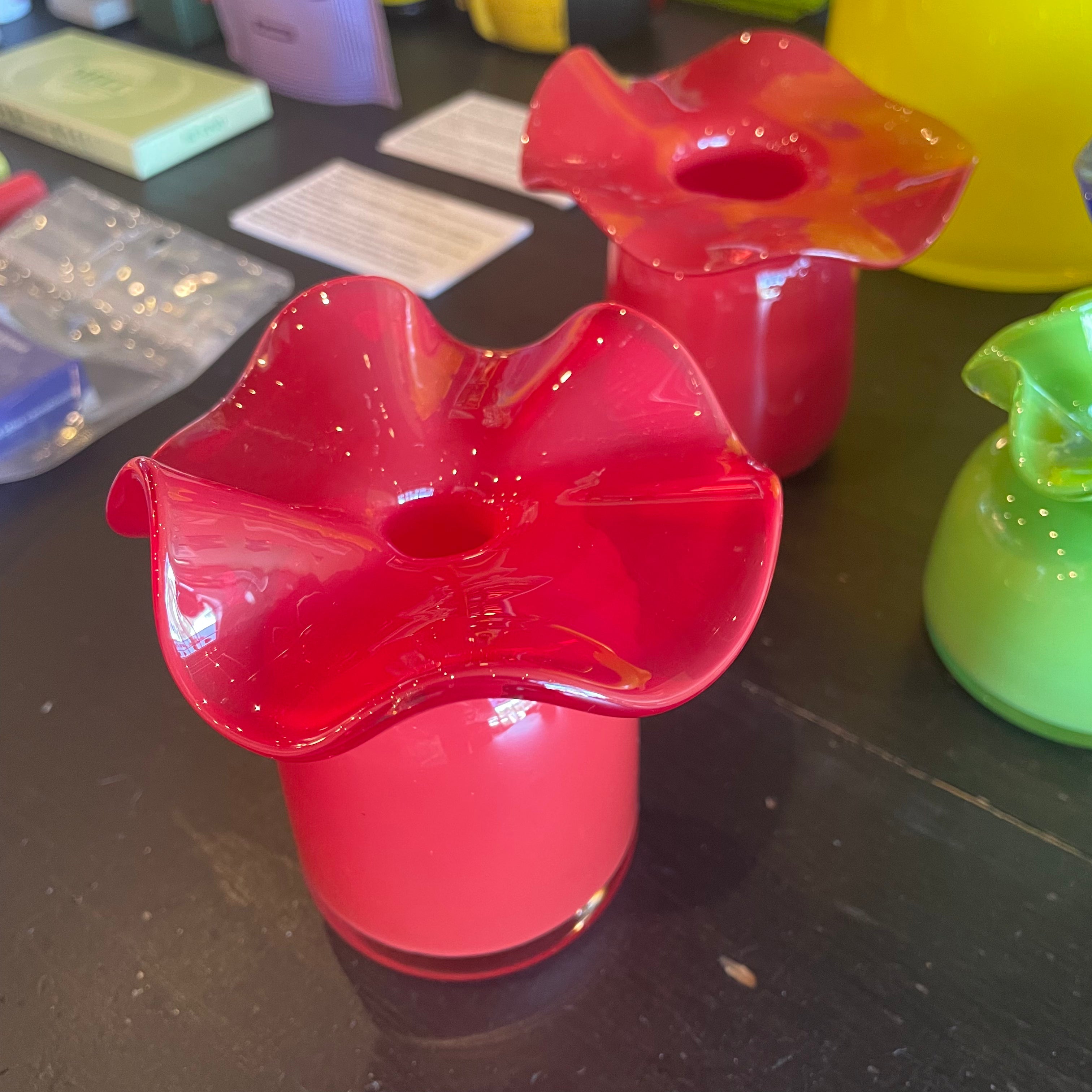 Ruffle Bud Vases by Terra Glassworks Vases Terra Glassworks Mini Ruby Red