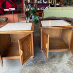 1960's Vintage Travertine + Walnut "Perceptions" Nightstands by Lane Nightstand Candid Home