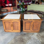 1960's Vintage Travertine + Walnut "Perceptions" Nightstands by Lane Nightstand Candid Home