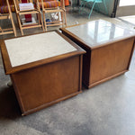 1960's Vintage Travertine + Walnut "Perceptions" Nightstands by Lane Nightstand Candid Home