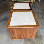 1960's Vintage Travertine + Walnut "Perceptions" Nightstands by Lane Nightstand Candid Home