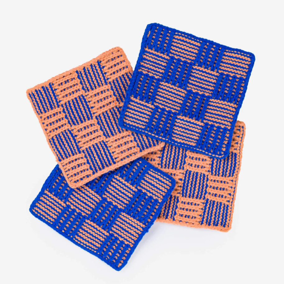 "Checkerboard" Knit Coaster Set by Verloop kitchen > Coasters > best housewarming gifts > good > housewarming gifts > house warming > housewarming gift ideas > housewarming gifts for couples > new home gift ideas > new home gifts > sustainable gifts Verloop