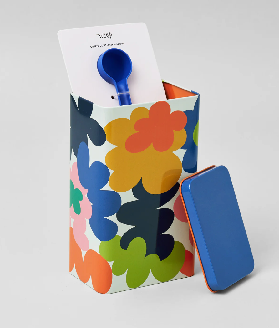 Abstract Flowers Coffee Tin - Micke Lindebergh for Wrap Magazine Container Wrap Magazine
