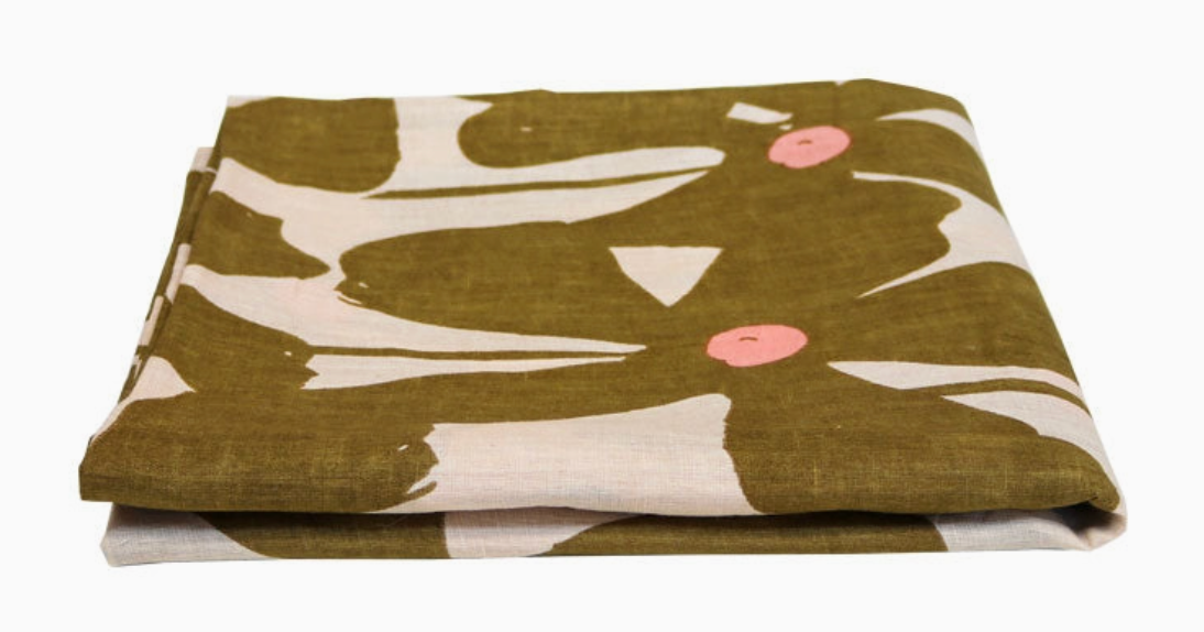Olive Poppy Tablecloth by Mosey Me Tablecloth mosey me