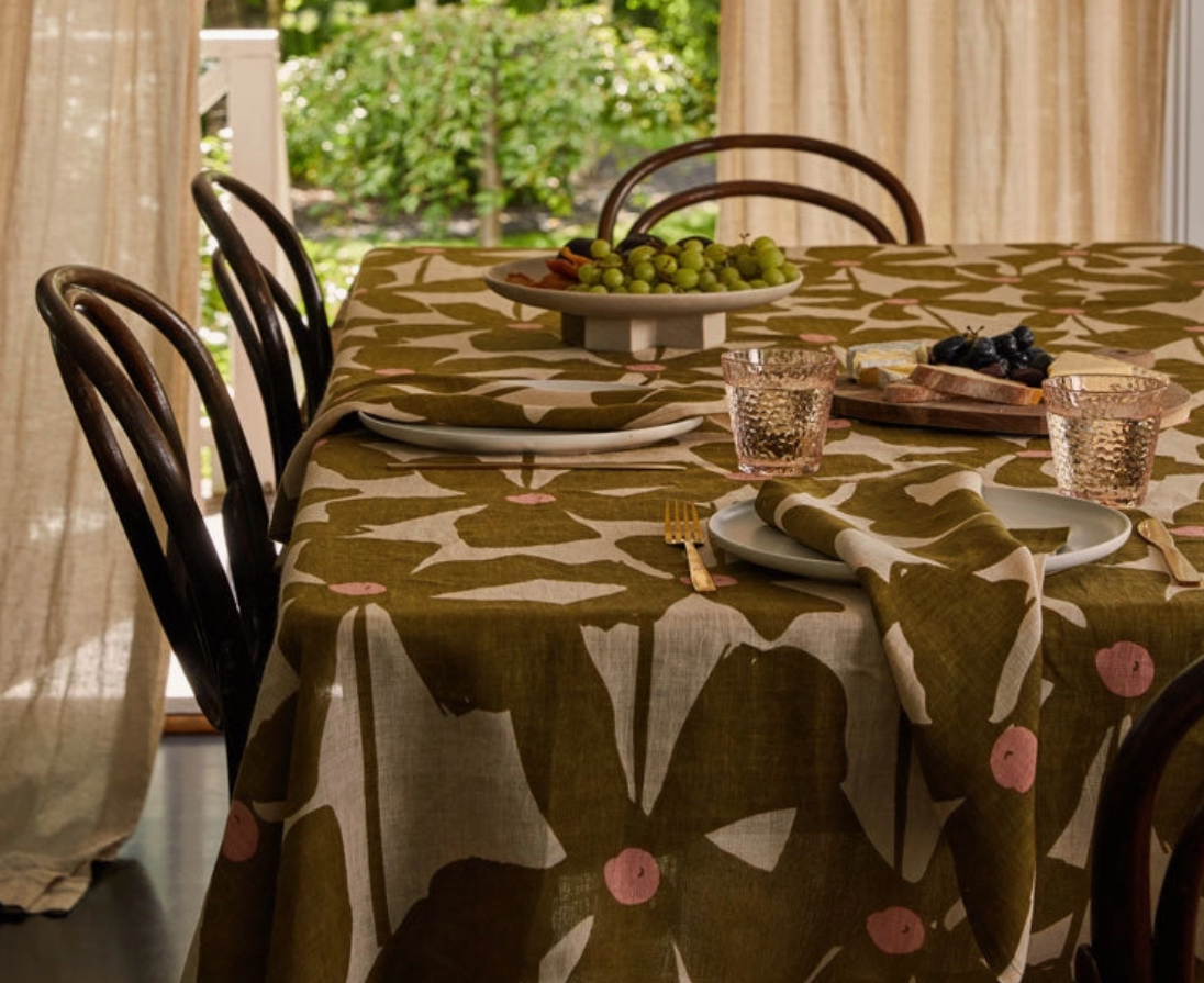Olive Poppy Tablecloth by Mosey Me Tablecloth mosey me