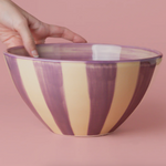 Ceramic Striped Salad Bowl by Tierra Cocida Serving Bowl tierra cocida Dawn:Purple/Cream
