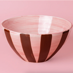 Ceramic Striped Salad Bowl by Tierra Cocida Serving Bowl tierra cocida Chocolate: Pink/Brown