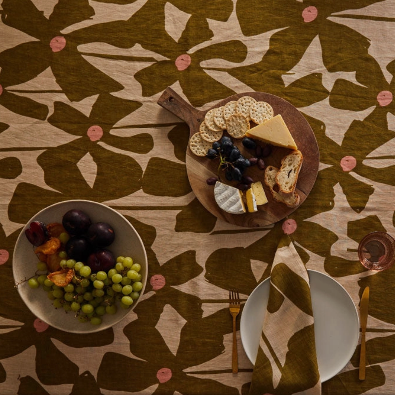 Olive Poppy Tablecloth by Mosey Me Tablecloth mosey me