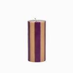 Stripe Pillar Candle by Yod and Co Candles yod and co medium plum / cheddar
