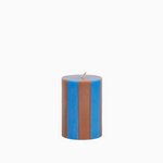 Stripe Pillar Candle by Yod and Co Candles yod and co small ash brown / grey blue