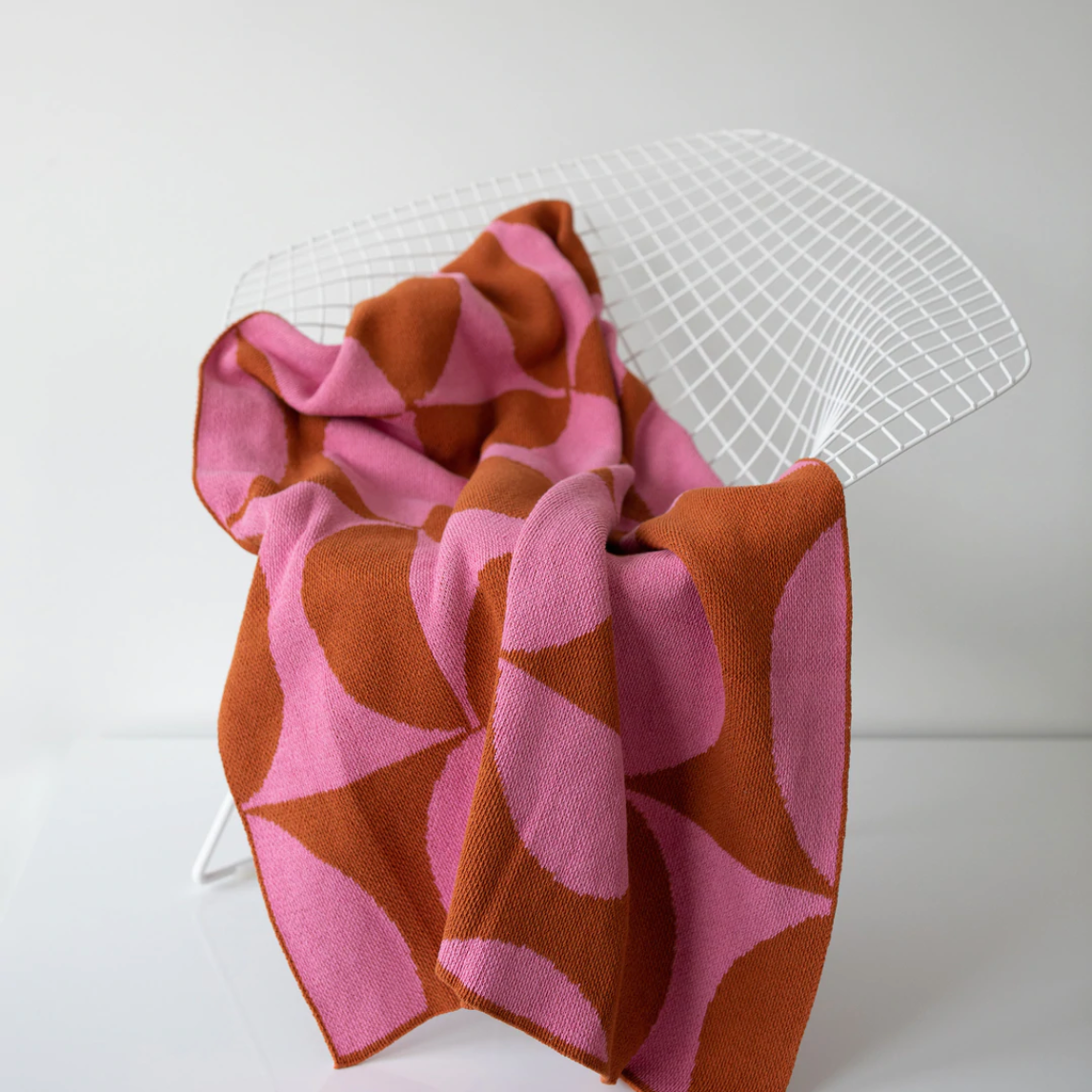 "Puzzle" Recycled Cotton Throw by Happy Habitat Blankets Happy Habitat Pink